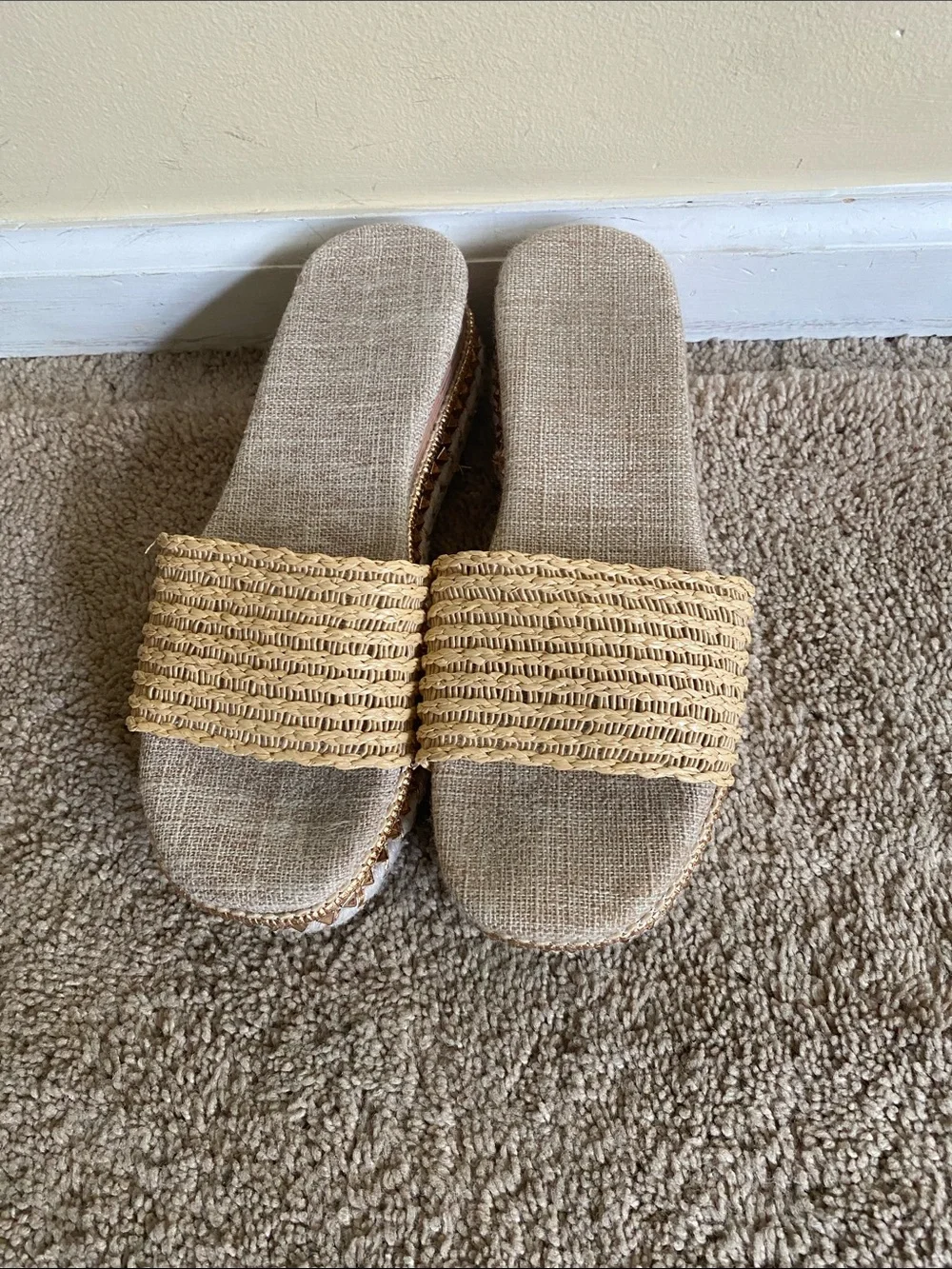 Girls Slide Sandals in Natural Beige - Lightweightl Summer Comfort